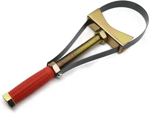 1 PC Car Oil Filter Disassembly Tool, 10-1/3" Long Anti Slip Wrench Fit Oil Filters from 3-1/2" to 5-1/2 ", Belt Adjustable Non-destructive Wrench, Universal for Most Cars Trucks (Red)