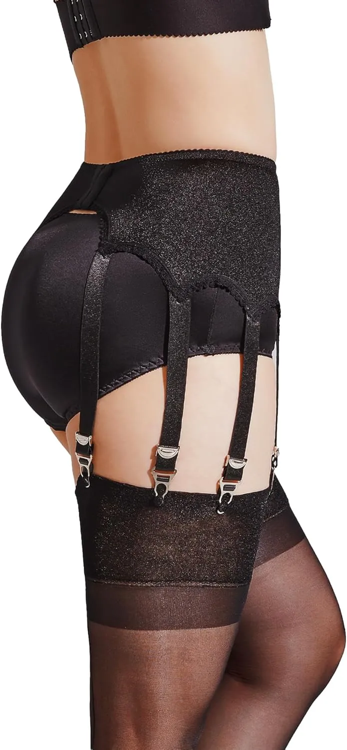 10 Straps Garter Belt for Thigh High Stockings, Retro Waist Shaping Girdle with Metal Clips Women Lingerie