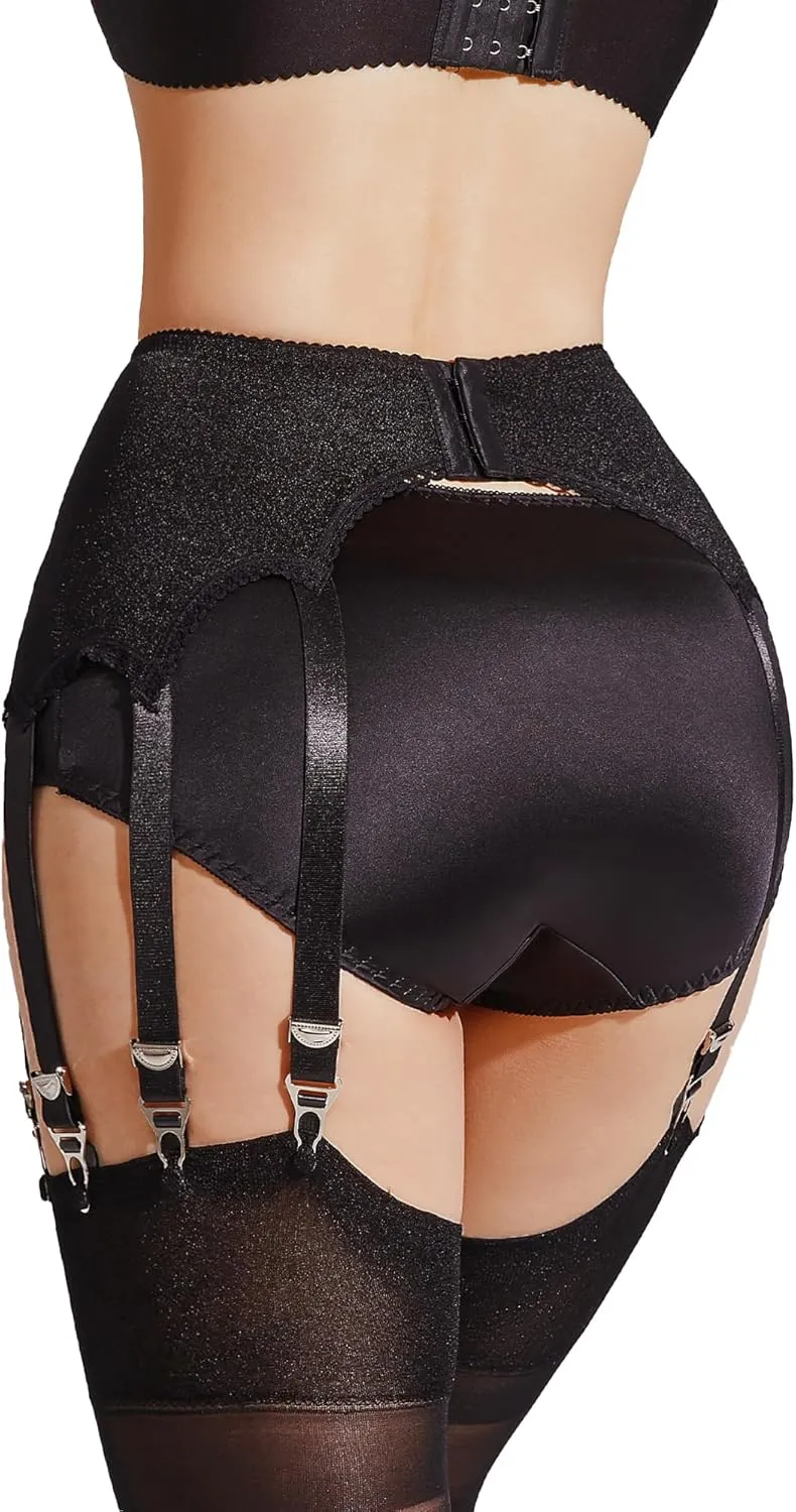 10 Straps Garter Belt for Thigh High Stockings, Retro Waist Shaping Girdle with Metal Clips Women Lingerie