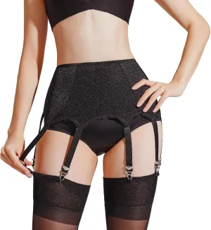 10 Straps Garter Belt for Thigh High Stockings, Retro Waist Shaping Girdle with Metal Clips Women Lingerie