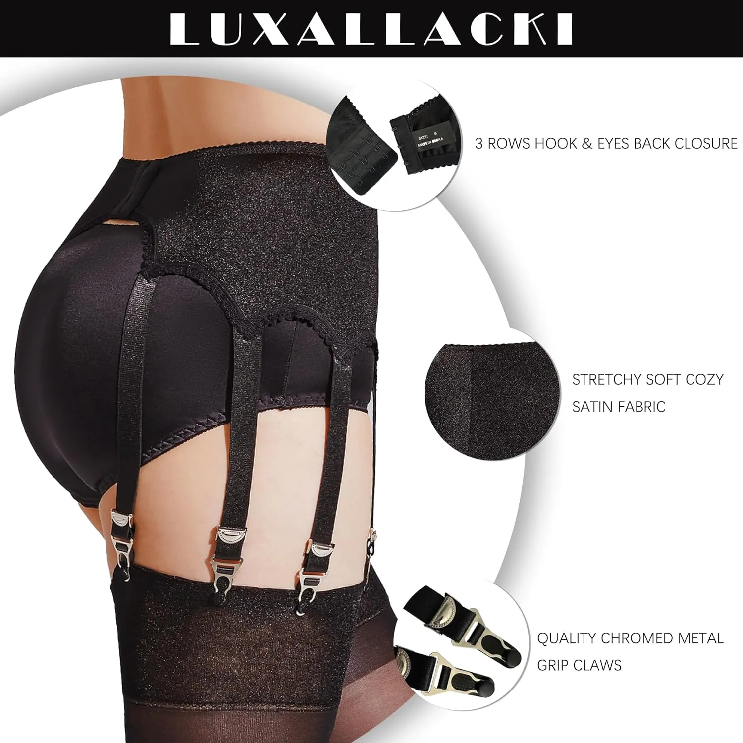 10 Straps Garter Belt for Thigh High Stockings, Retro Waist Shaping Girdle with Metal Clips Women Lingerie