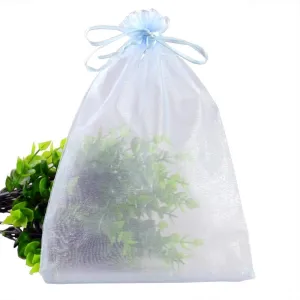 100 Pcs 6x9 Inch Drawstring Organza Gift Bags Jewelry Party Wedding Favor Candy Christmas Pouches (Blue)