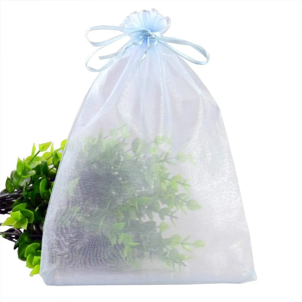 100 Pcs 6x9 Inch Drawstring Organza Gift Bags Jewelry Party Wedding Favor Candy Christmas Pouches (Blue)