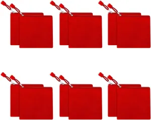 12 Pack DIY Craft Cotton Canvas Bag, Multi-Purpose Cosmetic Bag Makeup Pouches with Zipper Travel Toiletry Bag (XS, Red)