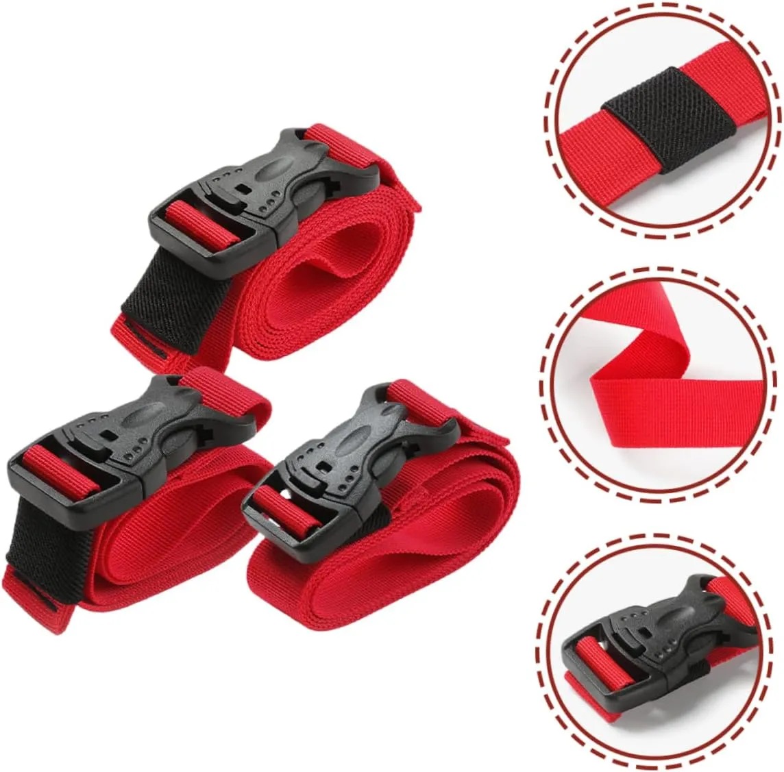 12 Pcs Luggage Buckle Strap Luggage Strap Belt Suitcase Straps Packing Straps cam Buckle Straps Ratchet tie Down Straps Camping Trip tie Belt Protective Bag Travel Lengthen Nylon (Red 60X25X0.5CM)