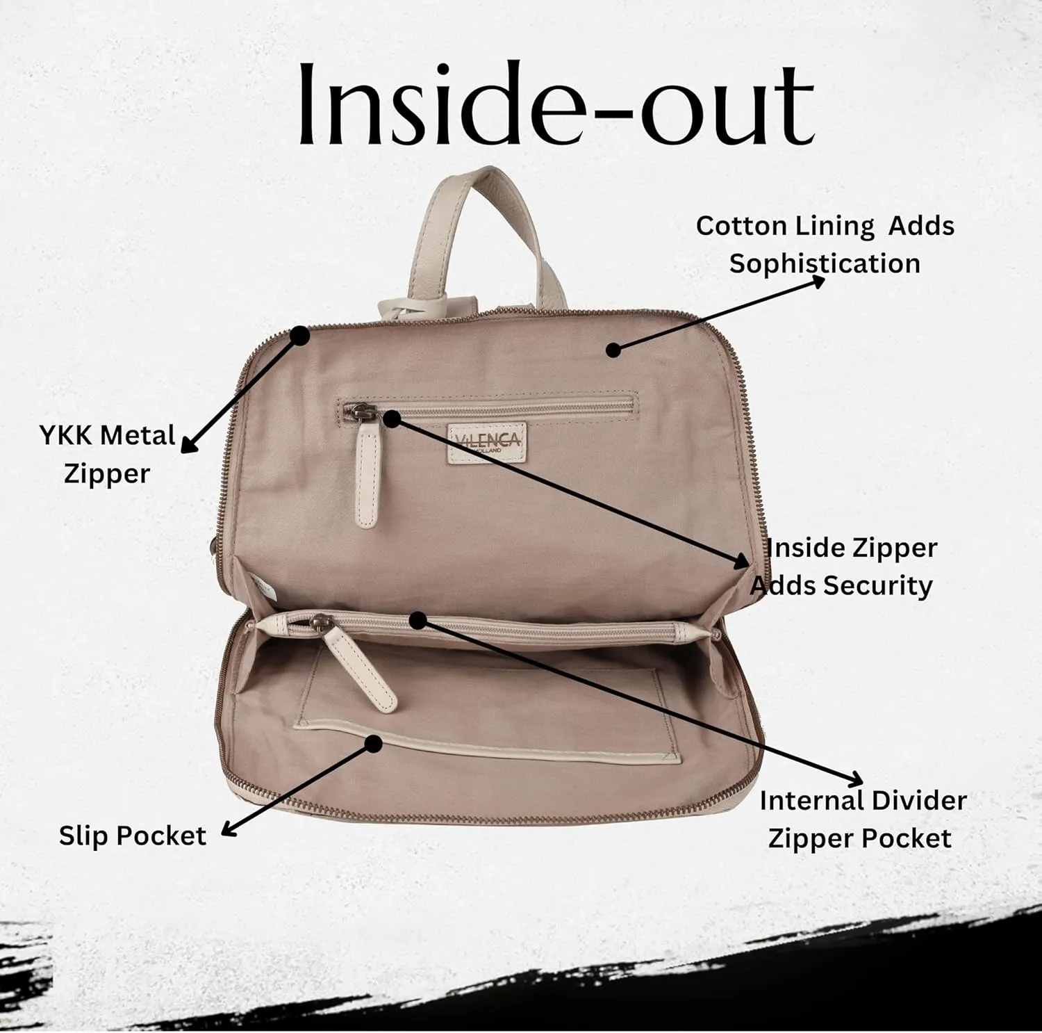 14.5 Inch Genuine Leather Backpack for Women and Men, Beige Leather Backpack with Adjustable Shoulder Strap