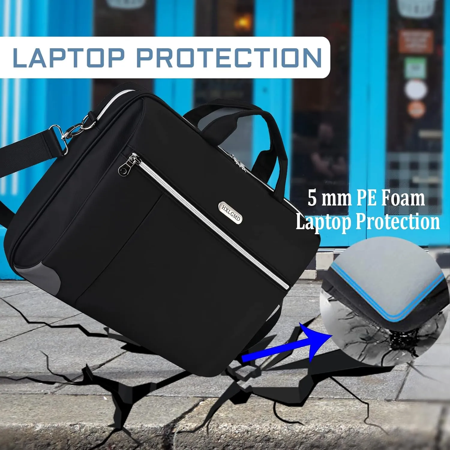 15.6 Inch Laptop Bag for Men Women Water Resistant Computer Carrying Case Slim Laptop Briefcase with Shoulder Strap Durable Laptop Sleeve Compatible for Lenovo, HP, Dell, Asus - Black