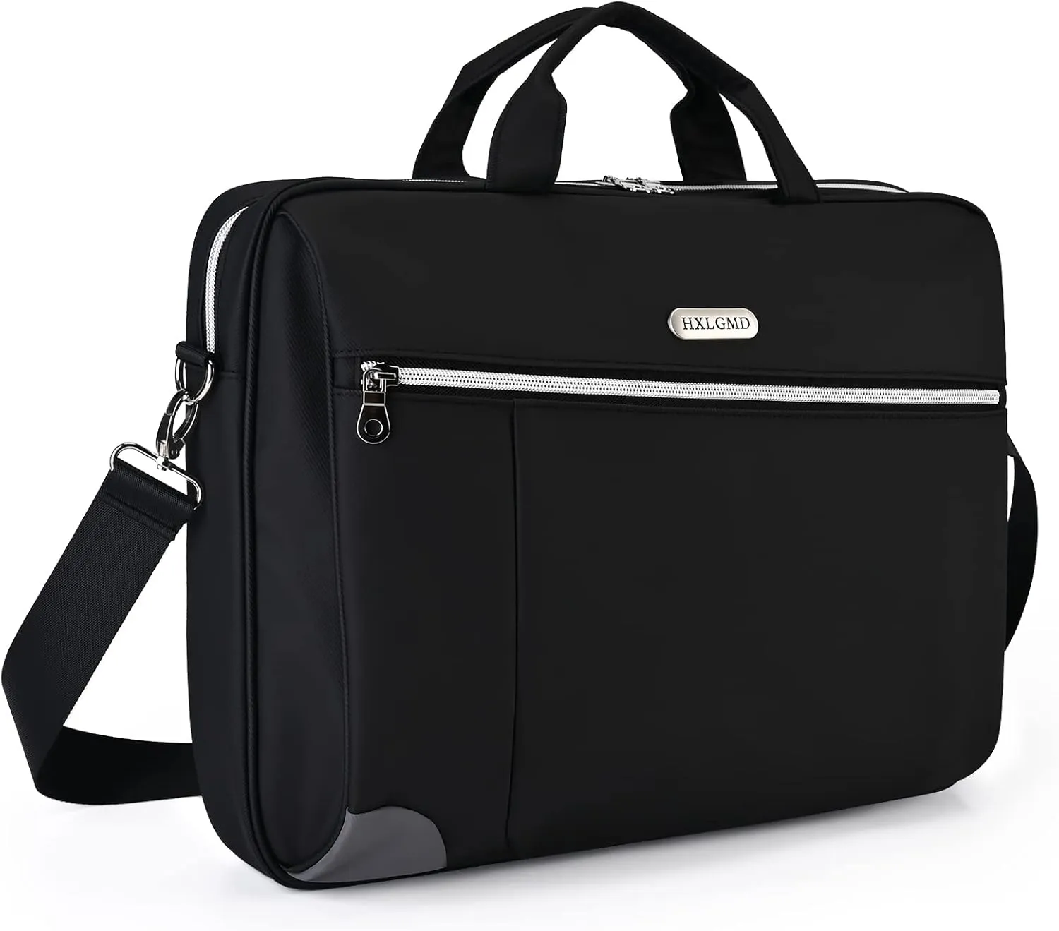 15.6 Inch Laptop Bag for Men Women Water Resistant Computer Carrying Case Slim Laptop Briefcase with Shoulder Strap Durable Laptop Sleeve Compatible for Lenovo, HP, Dell, Asus - Black