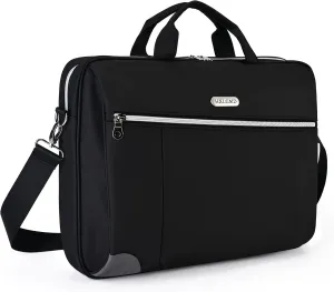 15.6 Inch Laptop Bag for Men Women Water Resistant Computer Carrying Case Slim Laptop Briefcase with Shoulder Strap Durable Laptop Sleeve Compatible for Lenovo, HP, Dell, Asus - Black