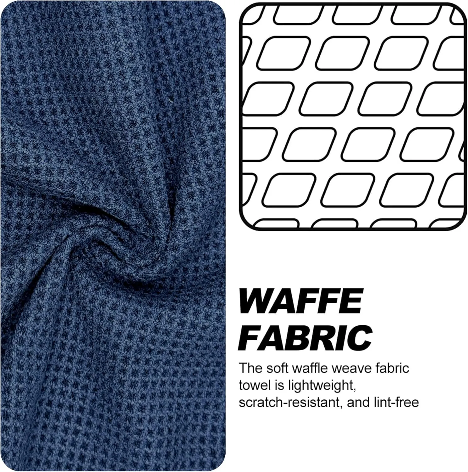 2-Pack Magnetic Golf Towel with Clip, Microfiber Waffle Design - Industrial Strength Magnet for Strong Hold to Golf Bags, Carts & Clubs - Navy Blue