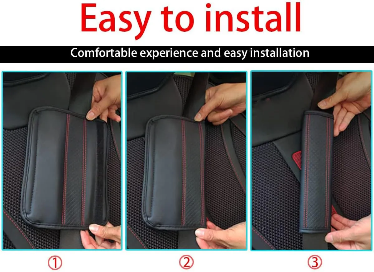 2 PCS Car Seat Belt Cover for Buick Excelle 2013-2024, Safety Strap Protector Comfort Safety Belt Shoulder Cushions Protective Sleeves,Black-Red
