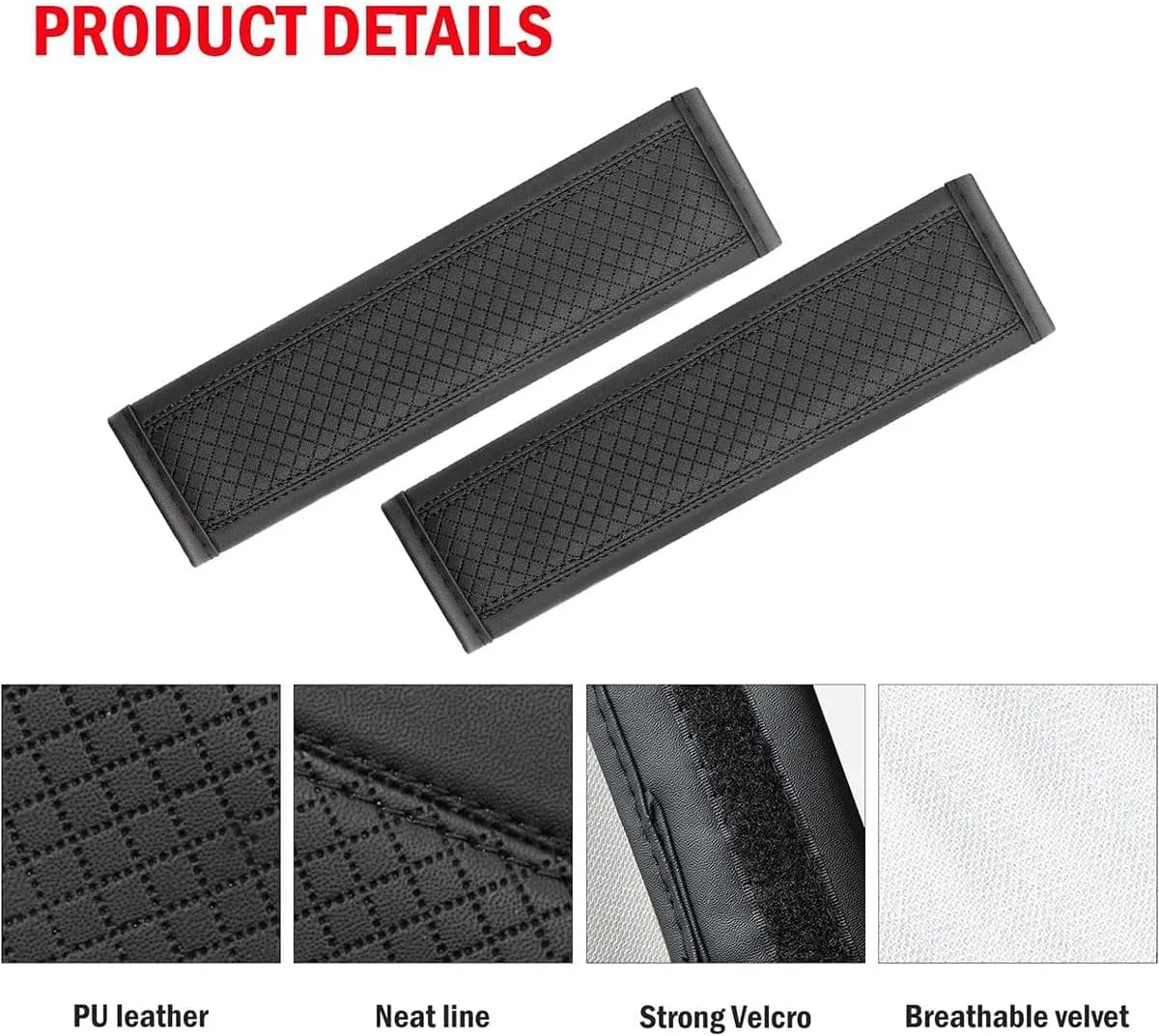 2 PCS Car Seat Belt Cover for Buick Excelle 2013-2024, Safety Strap Protector Comfort Safety Belt Shoulder Cushions Protective Sleeves,Black-Red