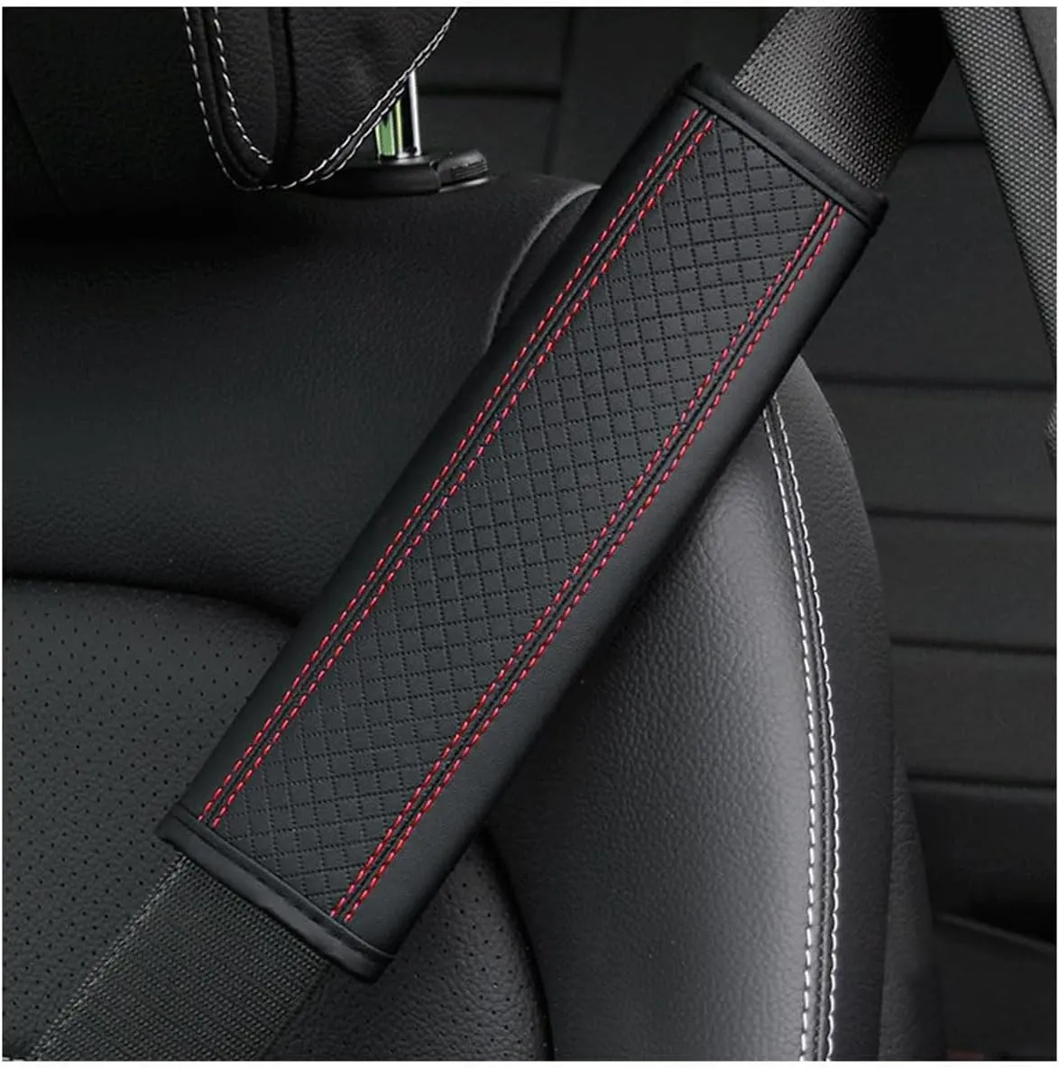 2 PCS Car Seat Belt Cover for Buick Excelle 2013-2024, Safety Strap Protector Comfort Safety Belt Shoulder Cushions Protective Sleeves,Black-Red