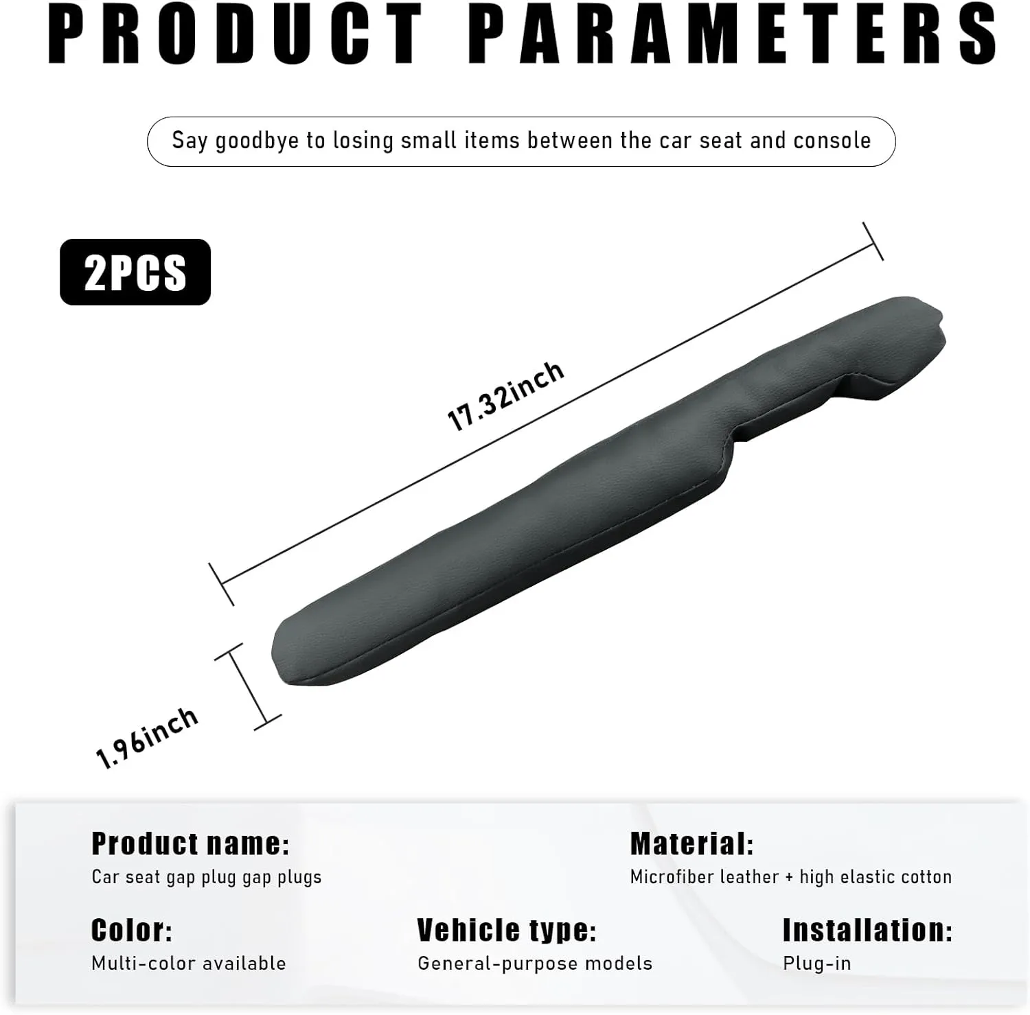 2 PCS Car Seat Gap Filler, Seat Organizer Fill The Gap Between Seat and Console, Automotive Side Seat Gap Blocker Stop Things from Dropping, Universal Car Accessories (Gray)