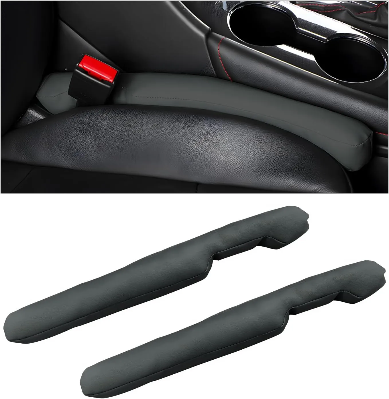 2 PCS Car Seat Gap Filler, Seat Organizer Fill The Gap Between Seat and Console, Automotive Side Seat Gap Blocker Stop Things from Dropping, Universal Car Accessories (Gray)