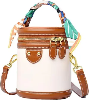 2025 New Summer Niche Design Cylinder Bag, Colorblock Bucket Bag for Women, for Travel, Vacation
