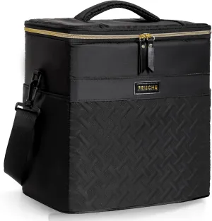 21L Insulated Lunch Bag for Women, XL Reusable Lunch Box with Side Pockets, Leakproof Cooler Pocket with Adjustable Shoulder Strap Suitable for Office, Commute & Travel (Charcoal Black)