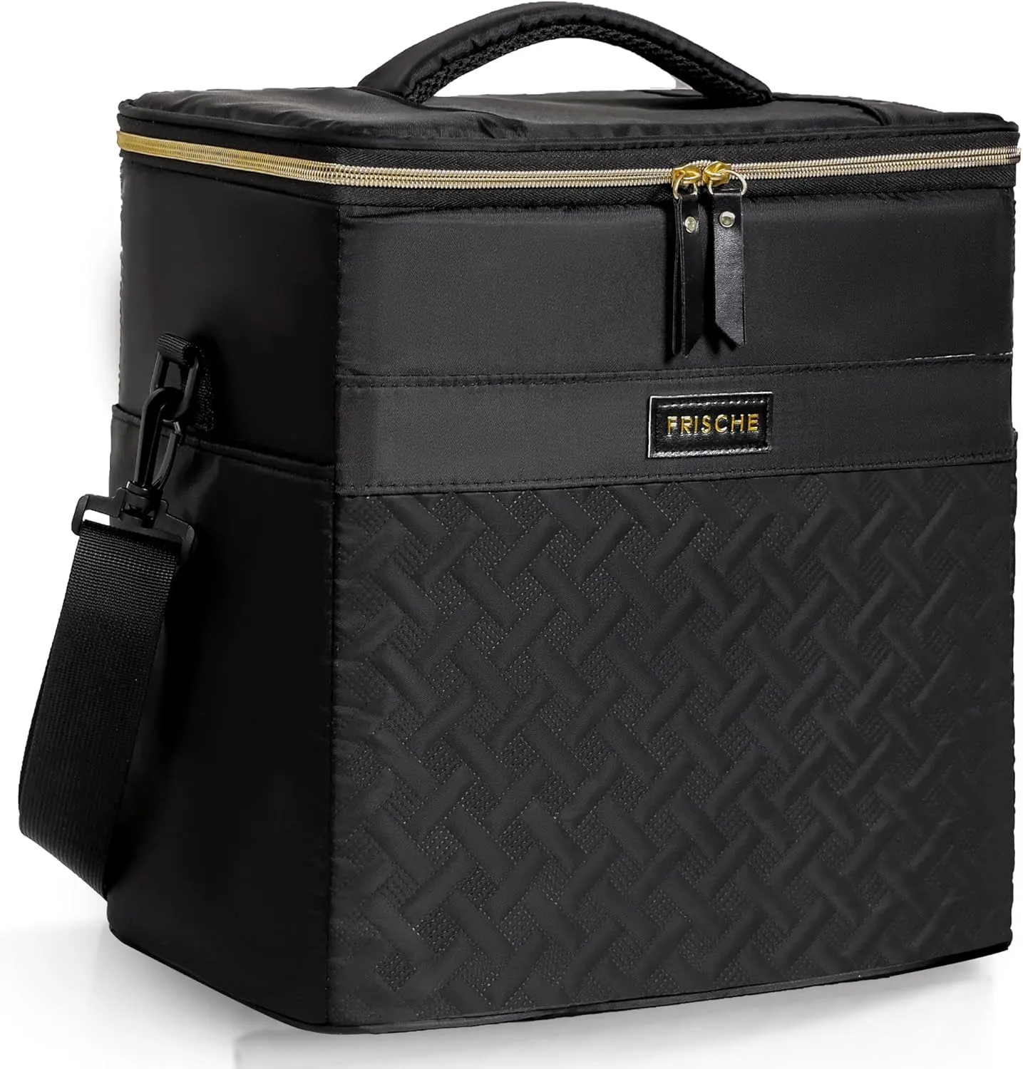 21L Insulated Lunch Bag for Women, XL Reusable Lunch Box with Side Pockets, Leakproof Cooler Pocket with Adjustable Shoulder Strap Suitable for Office, Commute & Travel (Charcoal Black)