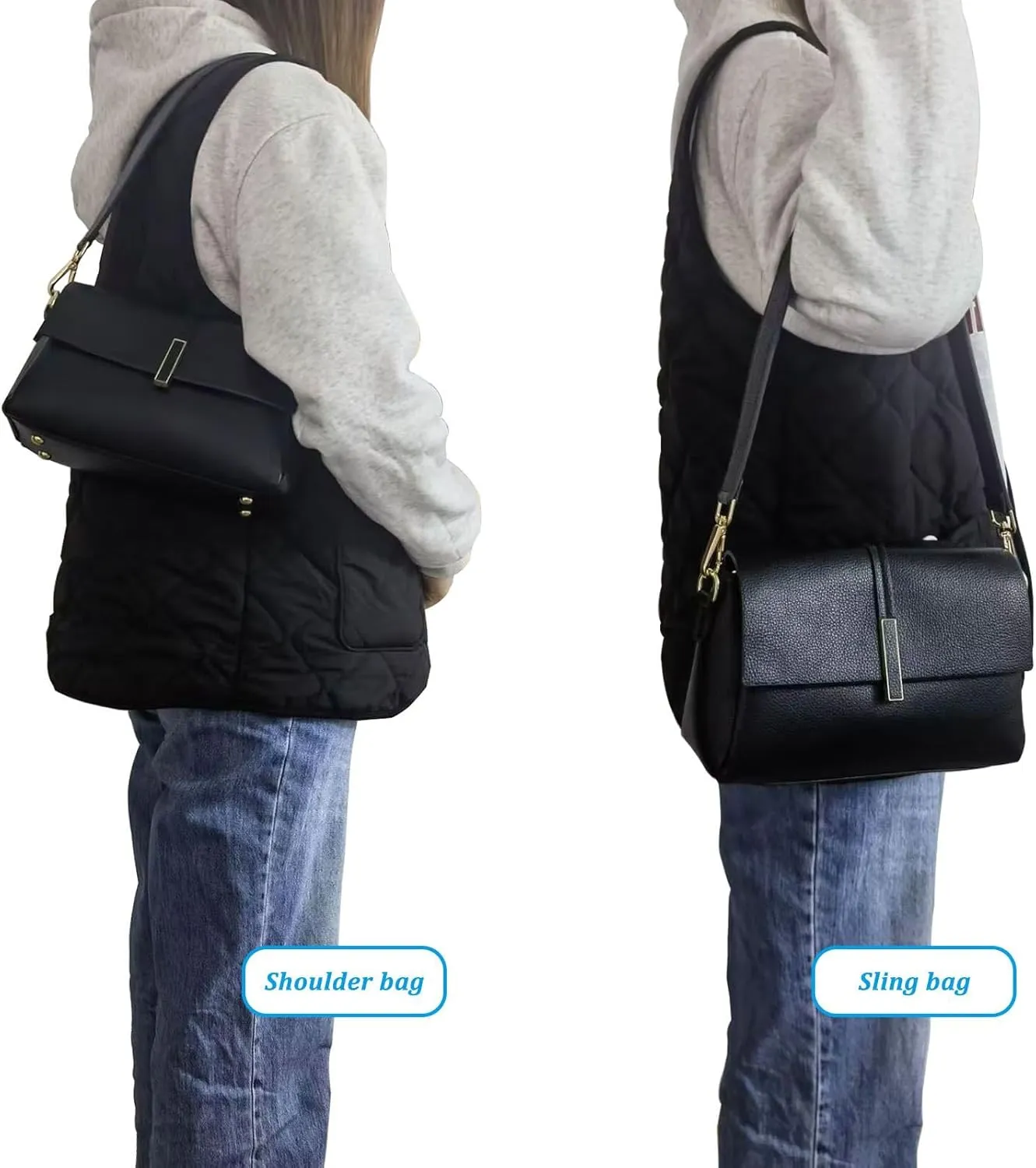 24.8” Leather Replacement Strap for Handbags Shoulder Bag with Metal Buckles