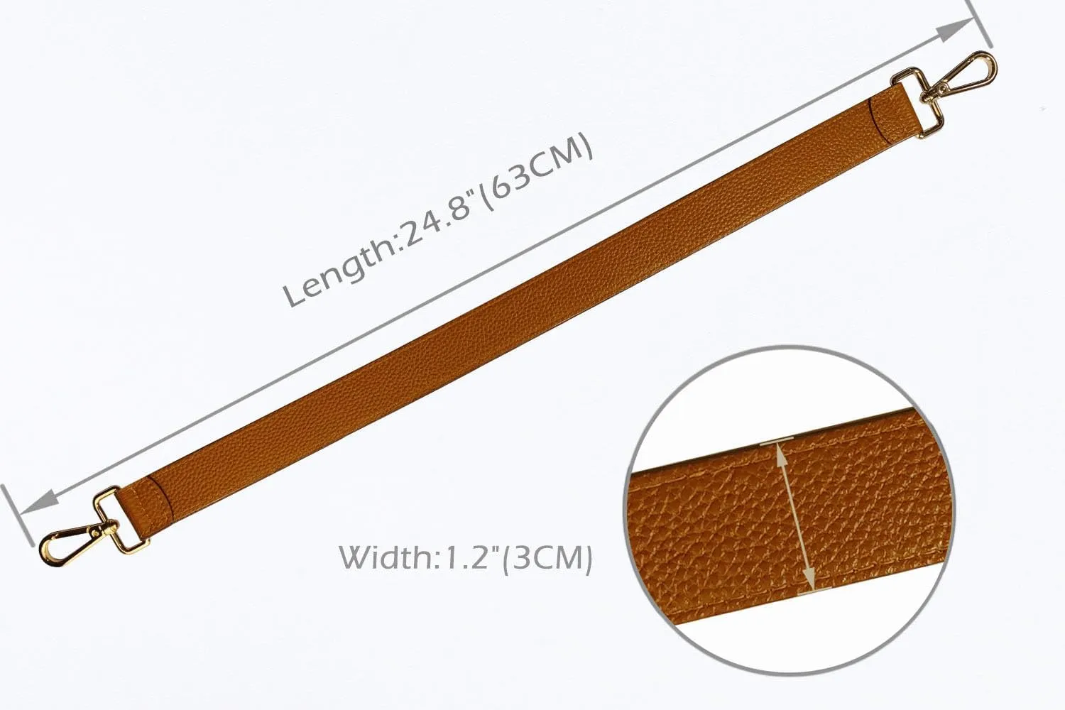 24.8” Leather Replacement Strap for Handbags Shoulder Bag with Metal Buckles