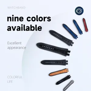 28mm Black Blue Red Yellow Nubuck Leather Belt Silicone Watch Band Accessories Fit For Roger Dubuis Strap For EXCALIBUR Series