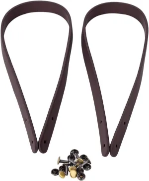 2Pcs Bag Strap, 21.7 Inch Handmade Leather Bag Handles with Bronze Rivets for Shoulder Bag Purse Making Supplies(Brown)