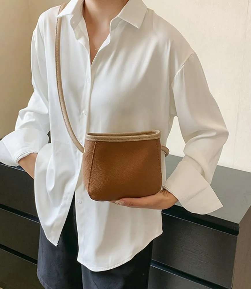 2PCS Bucket Bags Women 2025 Trendy Leather Shoulder Crossbody Bag Satchel Tote Handbags Casual Phone Purse