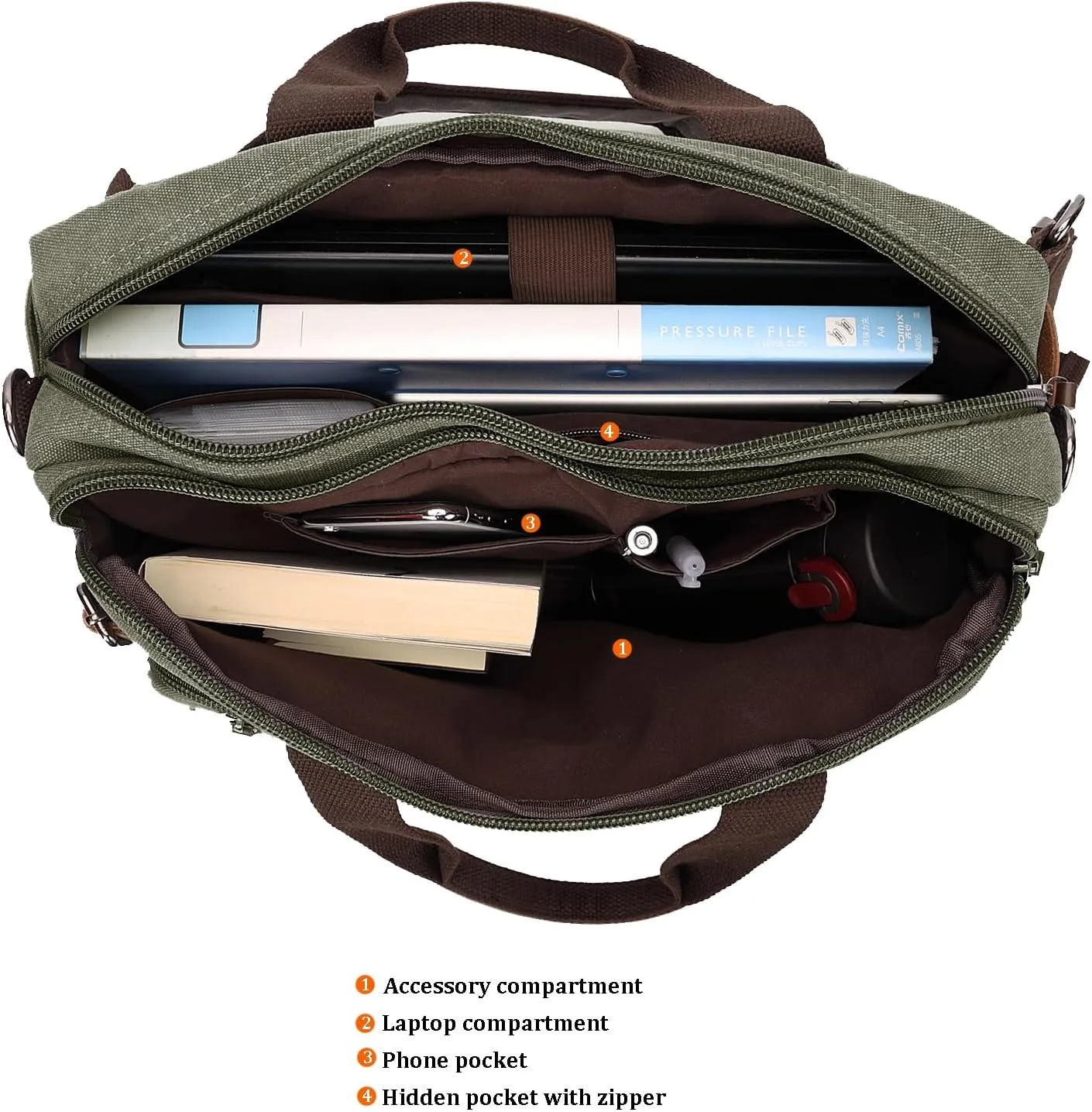 3 in 1 Convertible Laptop Backpack, 17.3 inch Messenger Bag for Men, Work Briefcase Travel Computer Bag for Men Women (Green, 17.3 Inch)