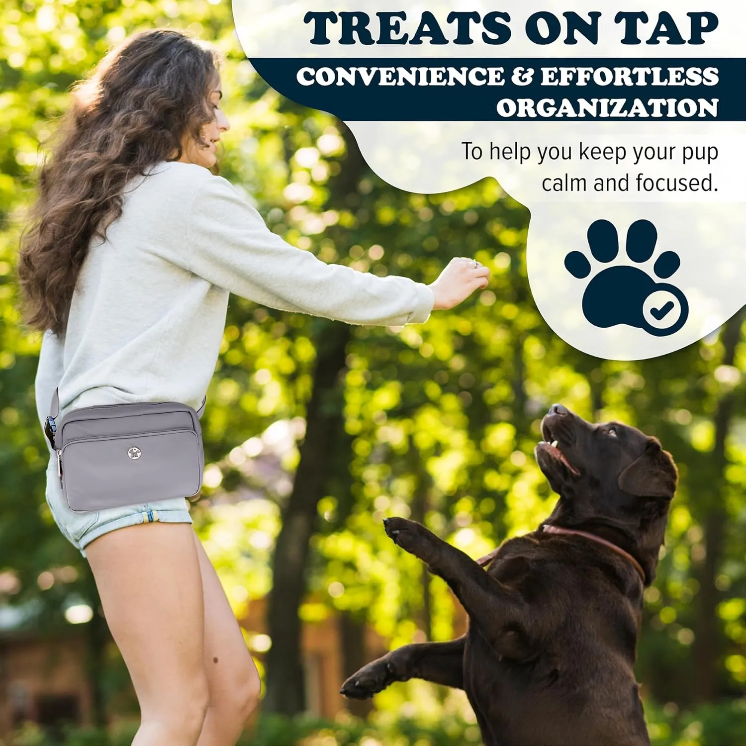 3-in-1 Crossbody & Dog Treat Pouch for Pet Training - Matching Compostable Poop Bags, Built-In Poop Bag Dispenser & Slow-Feeding Travel Dog Bowl - Dog Walking Bag (Charcoal Gray)
