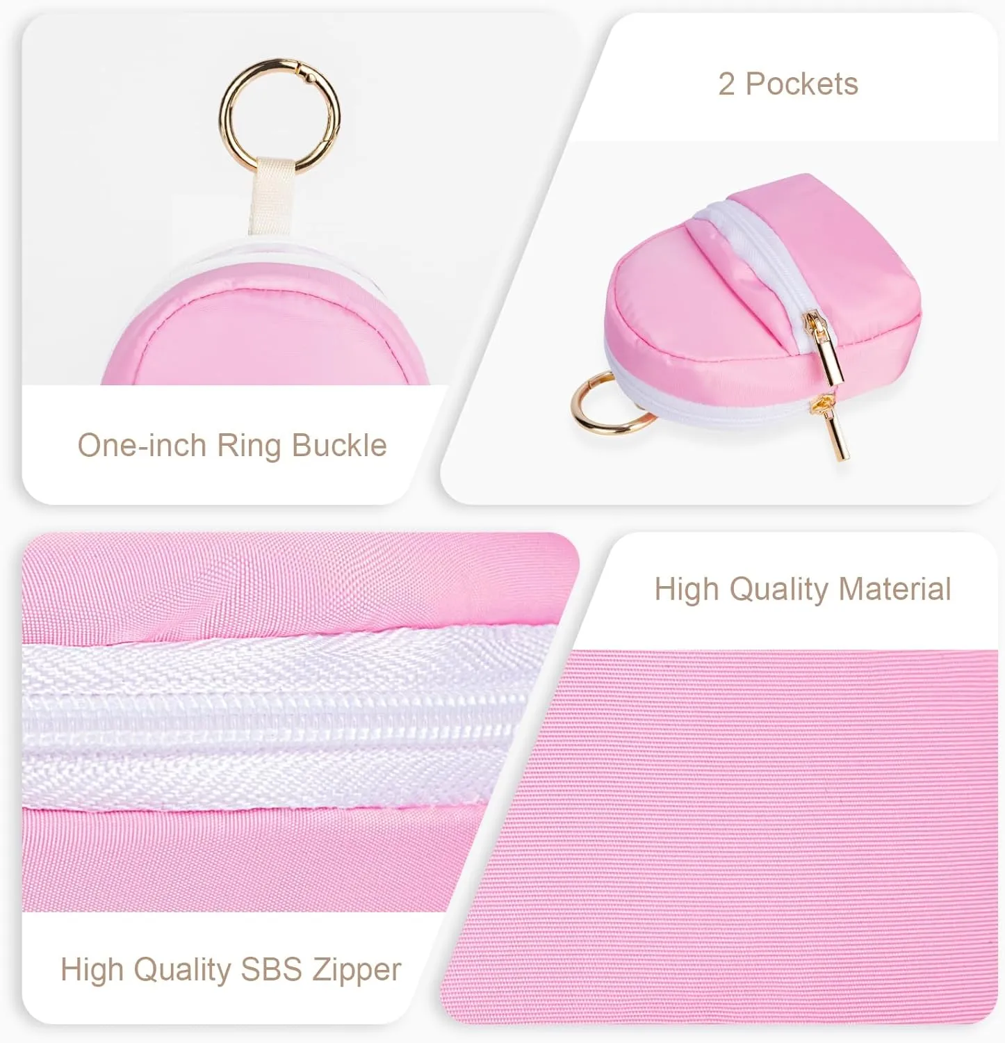 3 PACK Mini Backpack Keychain, Cute Cosmetic Bag for Purse, Small Coin Pouch Lipstick Bag for Girls Women Daily Use (Black/Pink/Beige)