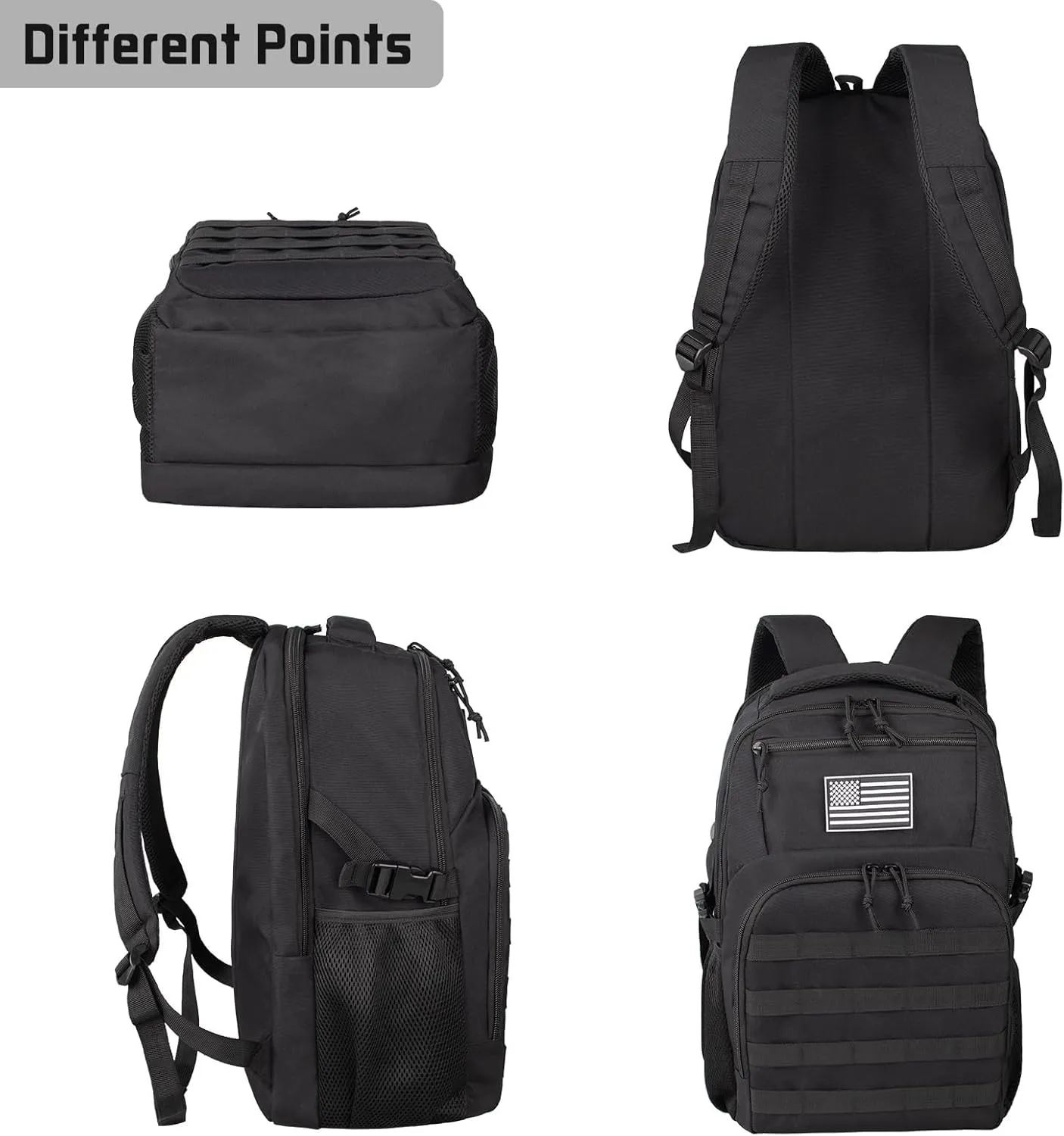 30L Military Tactical Backpack Small Army Molle Assault Bag 3 Day Daypack for Men Hiking Camping Work, Balck Tactical Backpack with Water Pouches