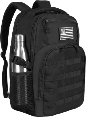 30L Military Tactical Backpack Small Army Molle Assault Bag 3 Day Daypack for Men Hiking Camping Work, Balck Tactical Backpack with Water Pouches