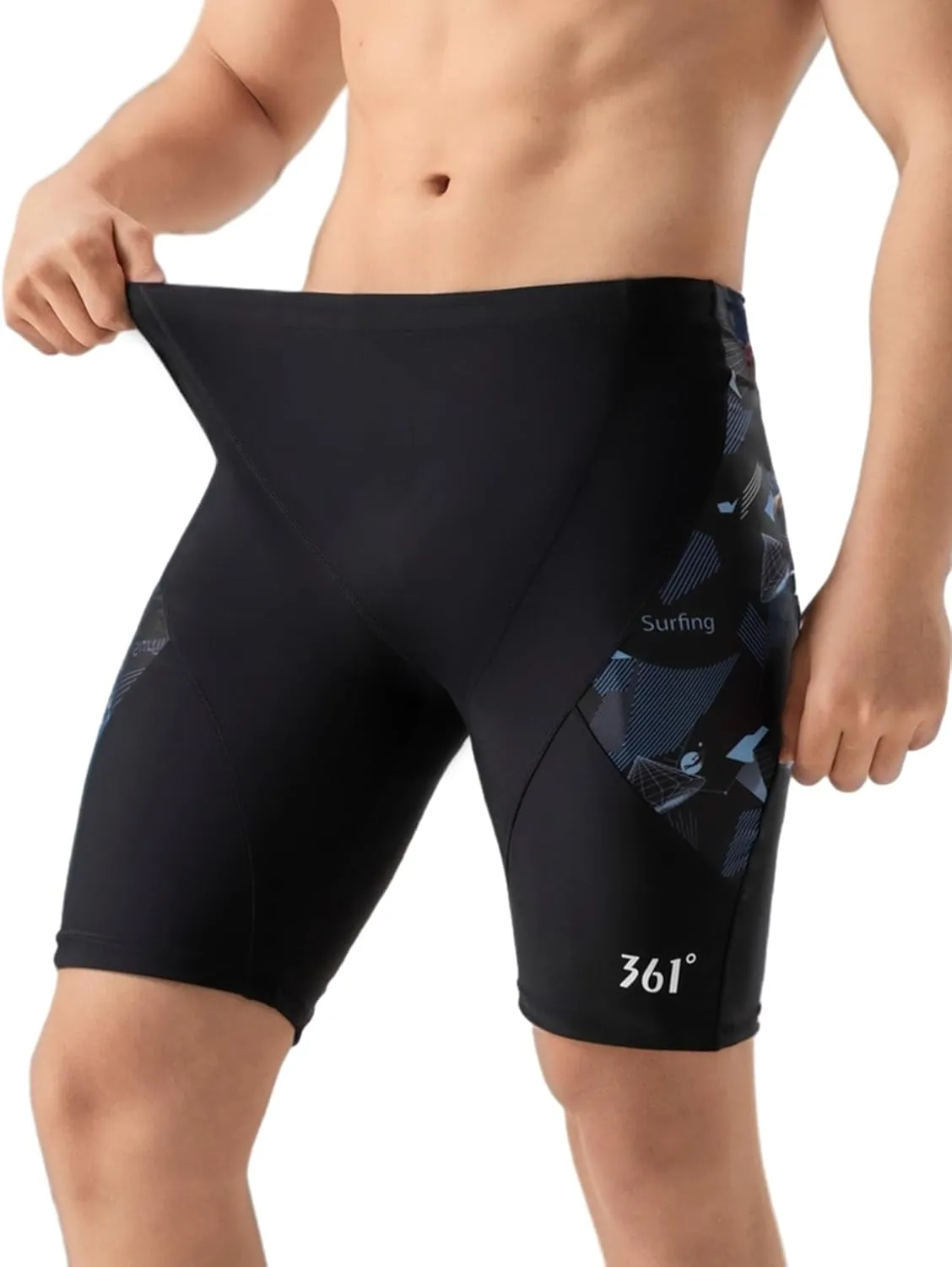 361° Swim Jammers for Men, Pro Racing Training Swimsuit, Chlorine Resistant Endurance Mens Swim Suit Swimwear Tech Pant