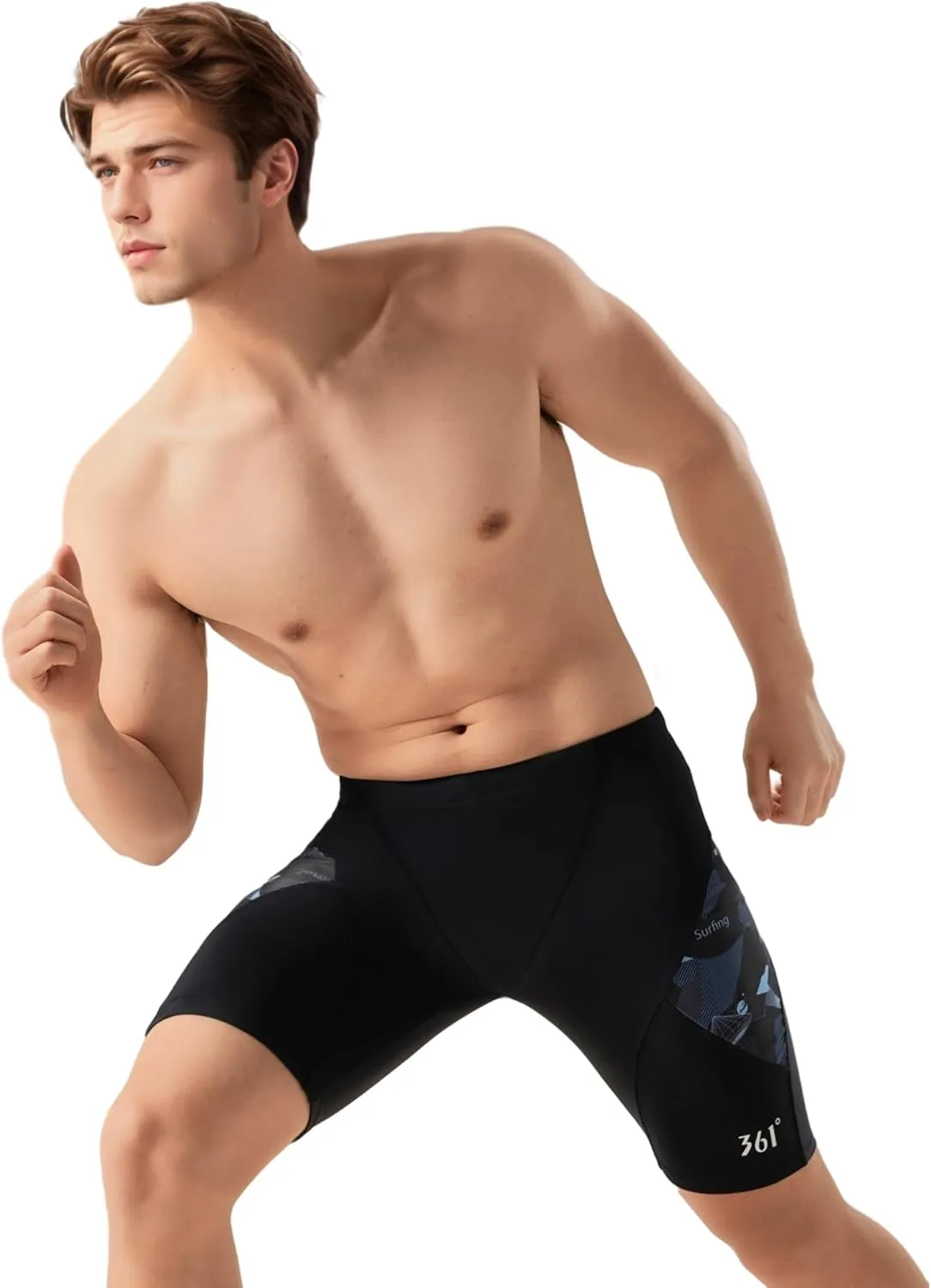361° Swim Jammers for Men, Pro Racing Training Swimsuit, Chlorine Resistant Endurance Mens Swim Suit Swimwear Tech Pant