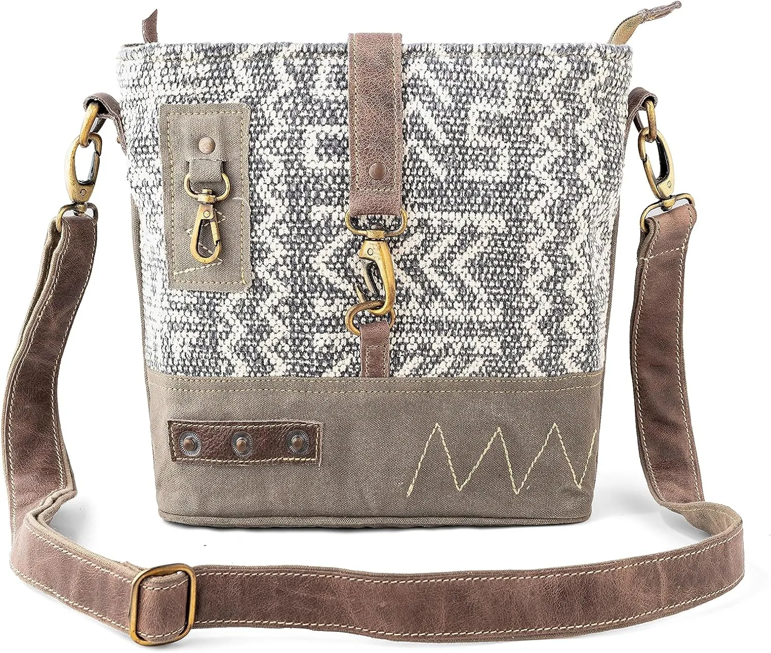 3B - SHOUZO Messenger and Shoulder Bag | Upcycled Vintage Canvas & Leather | Comes with 2 Different Straps