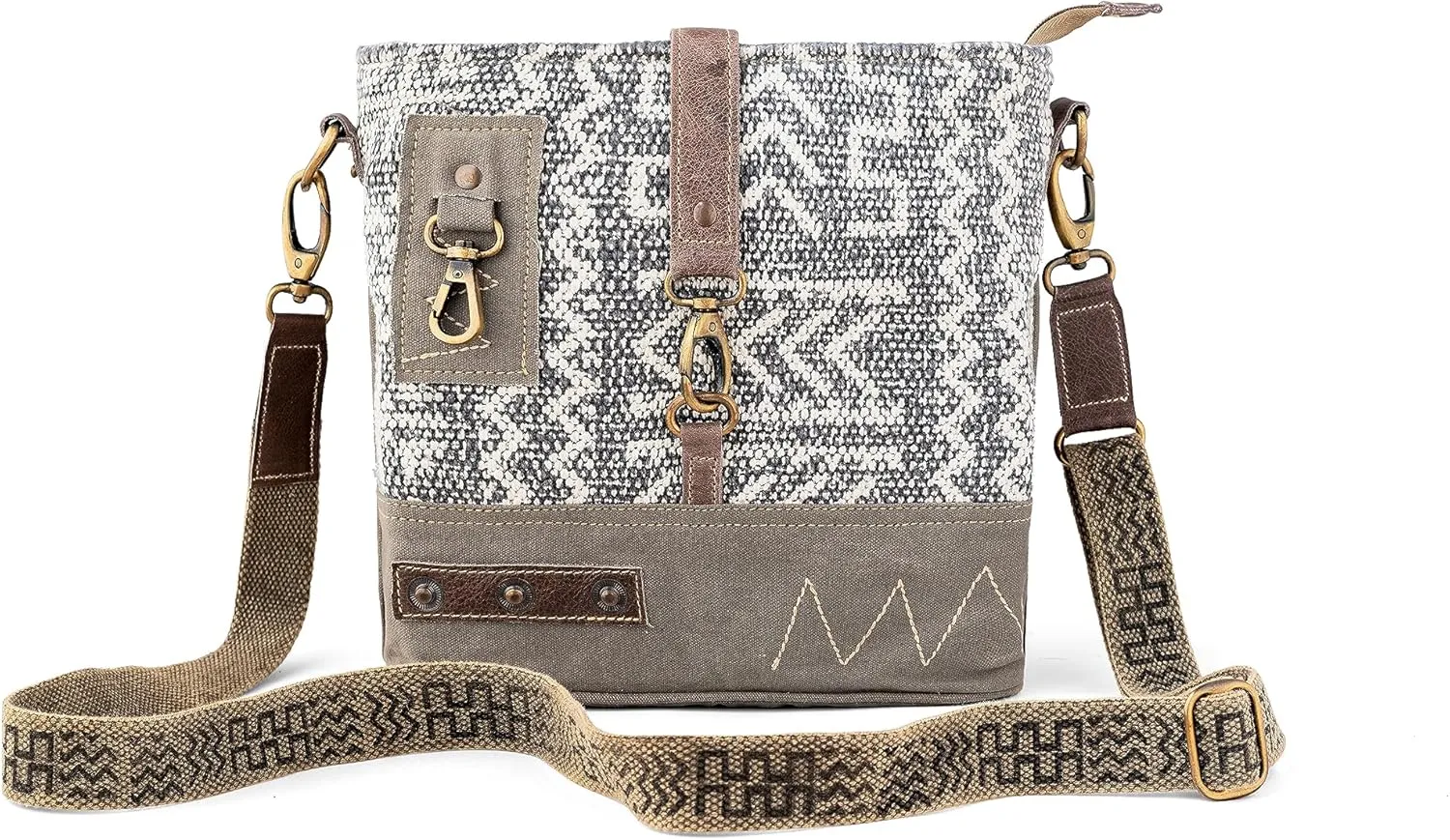 3B - SHOUZO Messenger and Shoulder Bag | Upcycled Vintage Canvas & Leather | Comes with 2 Different Straps