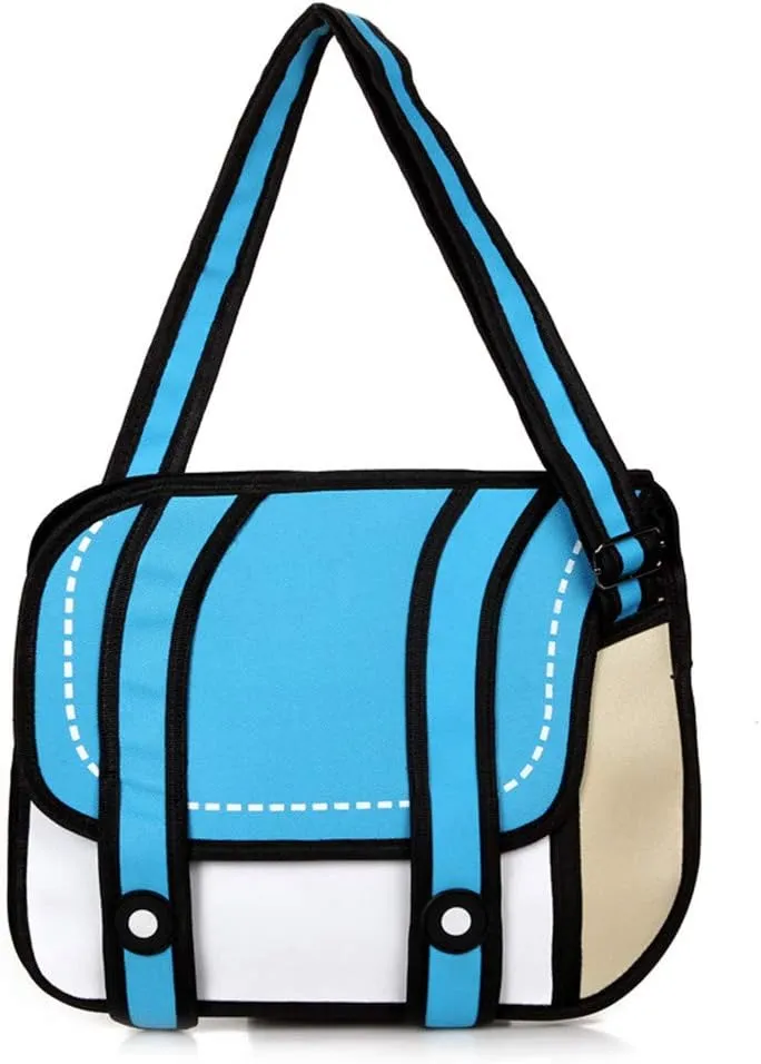 3D Style 2D Drawing Cartoon Bag Comic 3D Messenger Bag