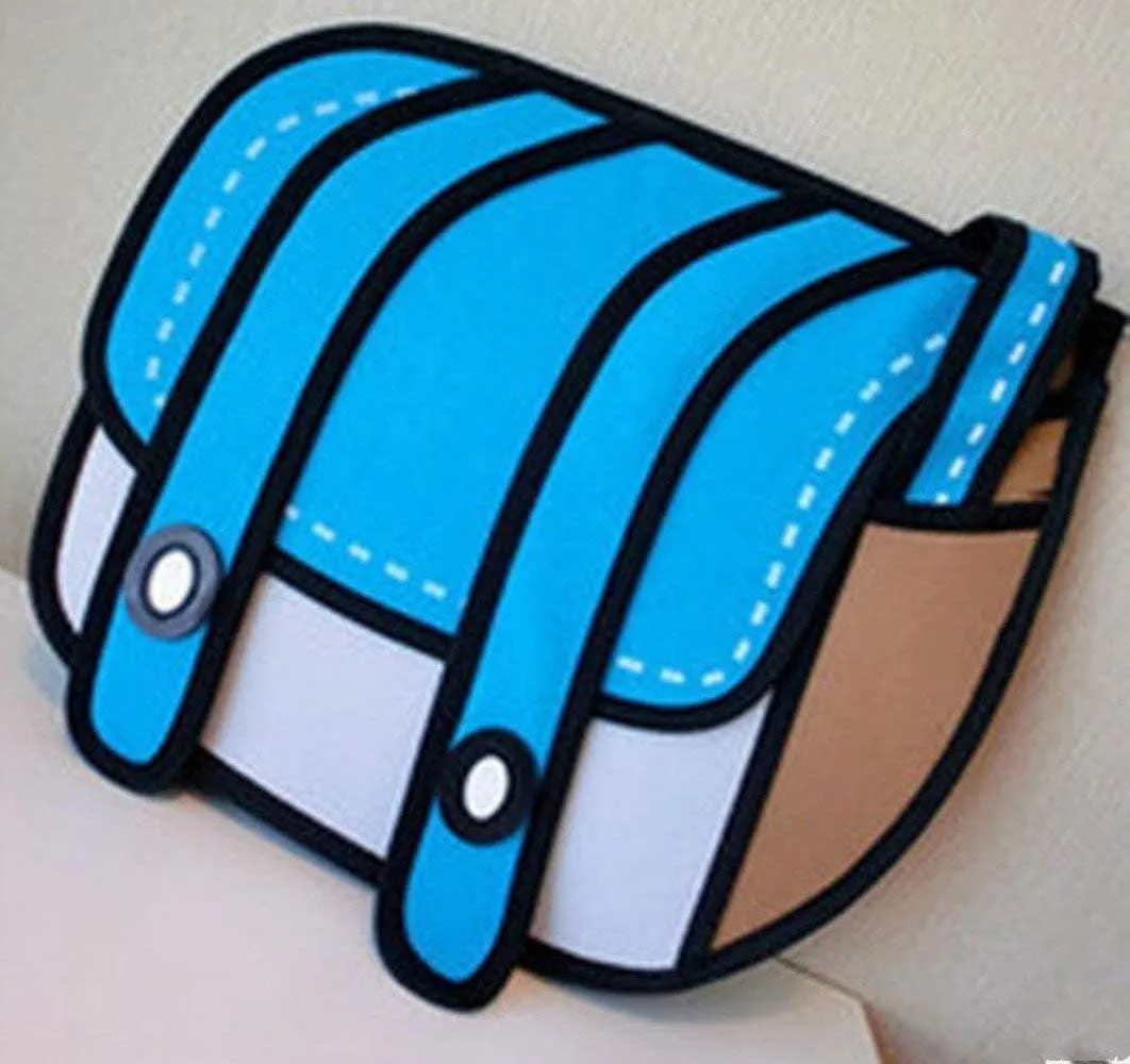 3D Style 2D Drawing Cartoon Bag Comic 3D Messenger Bag