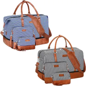 3PCS Weekender Bag for Women Overnight Bag Travel Bag Carry on Duffle Bag with Shoe Compartment Fit 21.5" Laptop