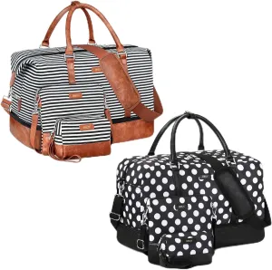 3PCS Weekender Bags for Women - Overnight & Travel Duffle Bags with Shoe Compartment & 21.5" Laptop Fit