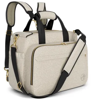 4 in 1 Convertible Diaper Bag Tote for Baby Boys and Girls - Converts into Diaper Backpack, Tote Bag, Stroller Bag and Crossbody Diaper Bag - Beige Baby Travel Bag - Gift for Mom
