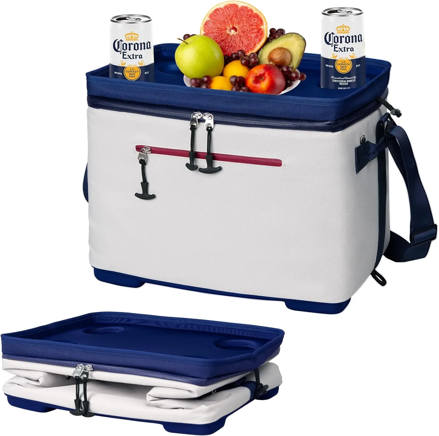 40Can Collapsible Cooler Box, Versatile Insulated Leakproof Cooler Bag with Hard Inserts and 4 Cup Holders, Large Ice Chest for Beach, Travel, Camping, Picnic