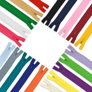 40Pcs Nylon Invisible Zippers, Sewing Bulk Zippers Supplies in 20 Colors for Tailor Sewing Crafts, Dresses, Skirts, Pants and DIY Crafter's Special (40cm/15.7inch)