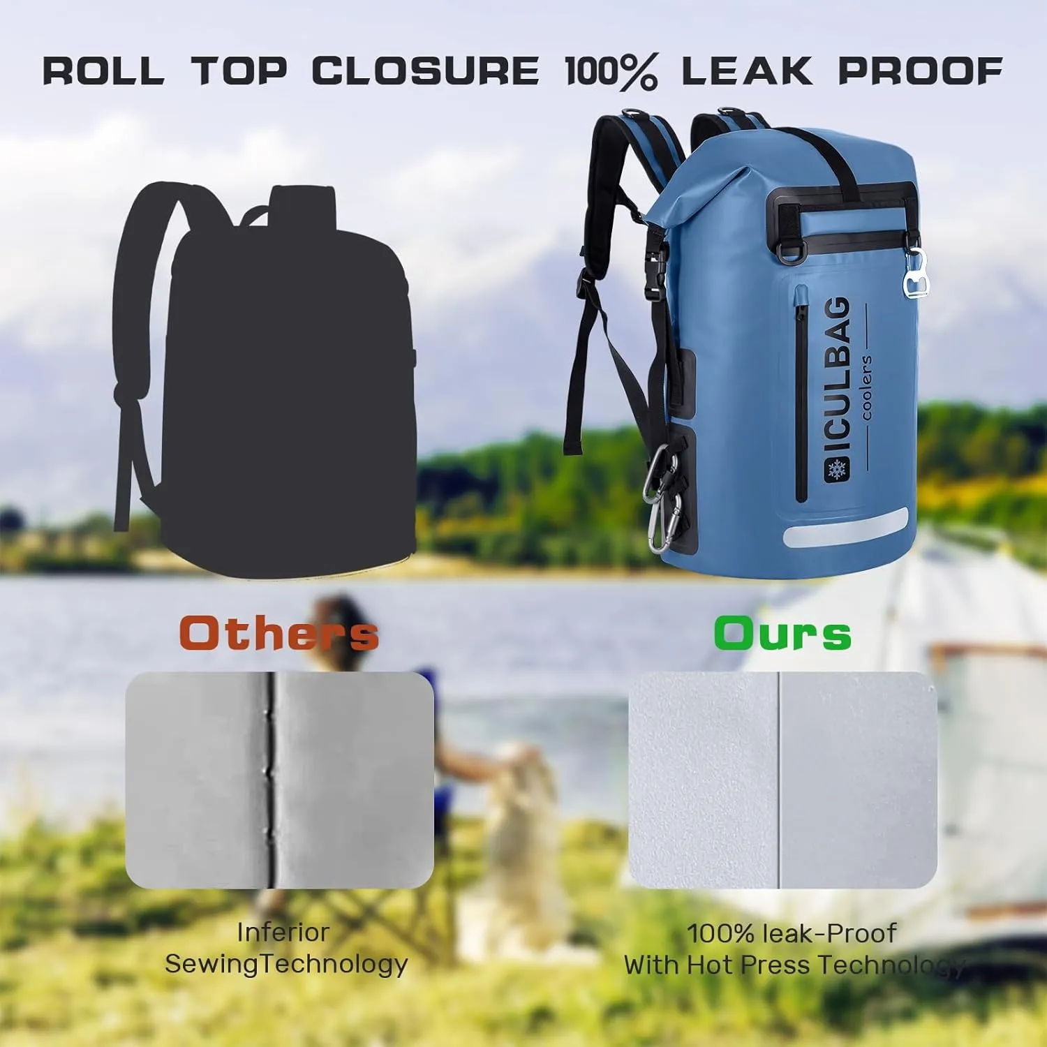 48cans Large Cooler Backpack Insulated Waterproof for Men Women Insulated Backpack Cooler Leak Proof Waterproof for 24 Hours Cooling for Camping Picnic Hiking Beach Travel Kayaking
