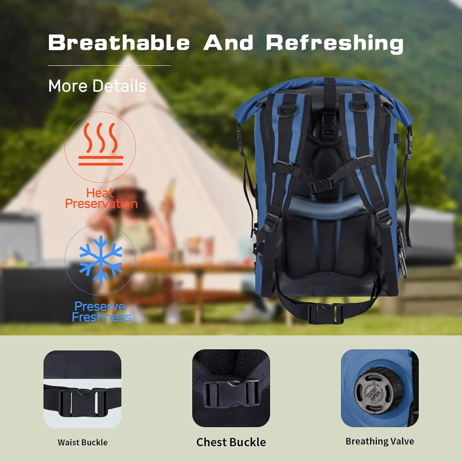 48cans Large Cooler Backpack Insulated Waterproof for Men Women Insulated Backpack Cooler Leak Proof Waterproof for 24 Hours Cooling for Camping Picnic Hiking Beach Travel Kayaking