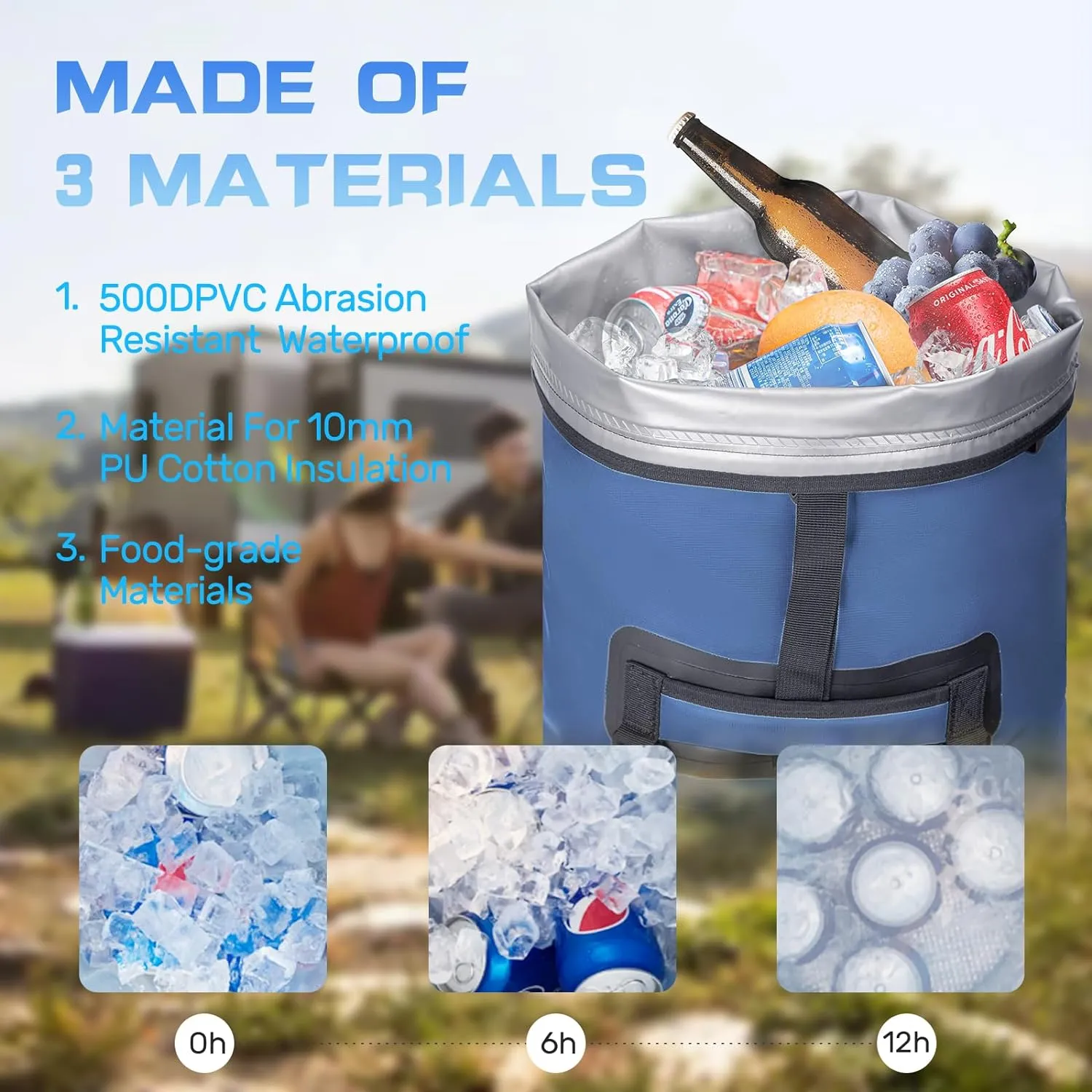 48cans Large Cooler Backpack Insulated Waterproof for Men Women Insulated Backpack Cooler Leak Proof Waterproof for 24 Hours Cooling for Camping Picnic Hiking Beach Travel Kayaking