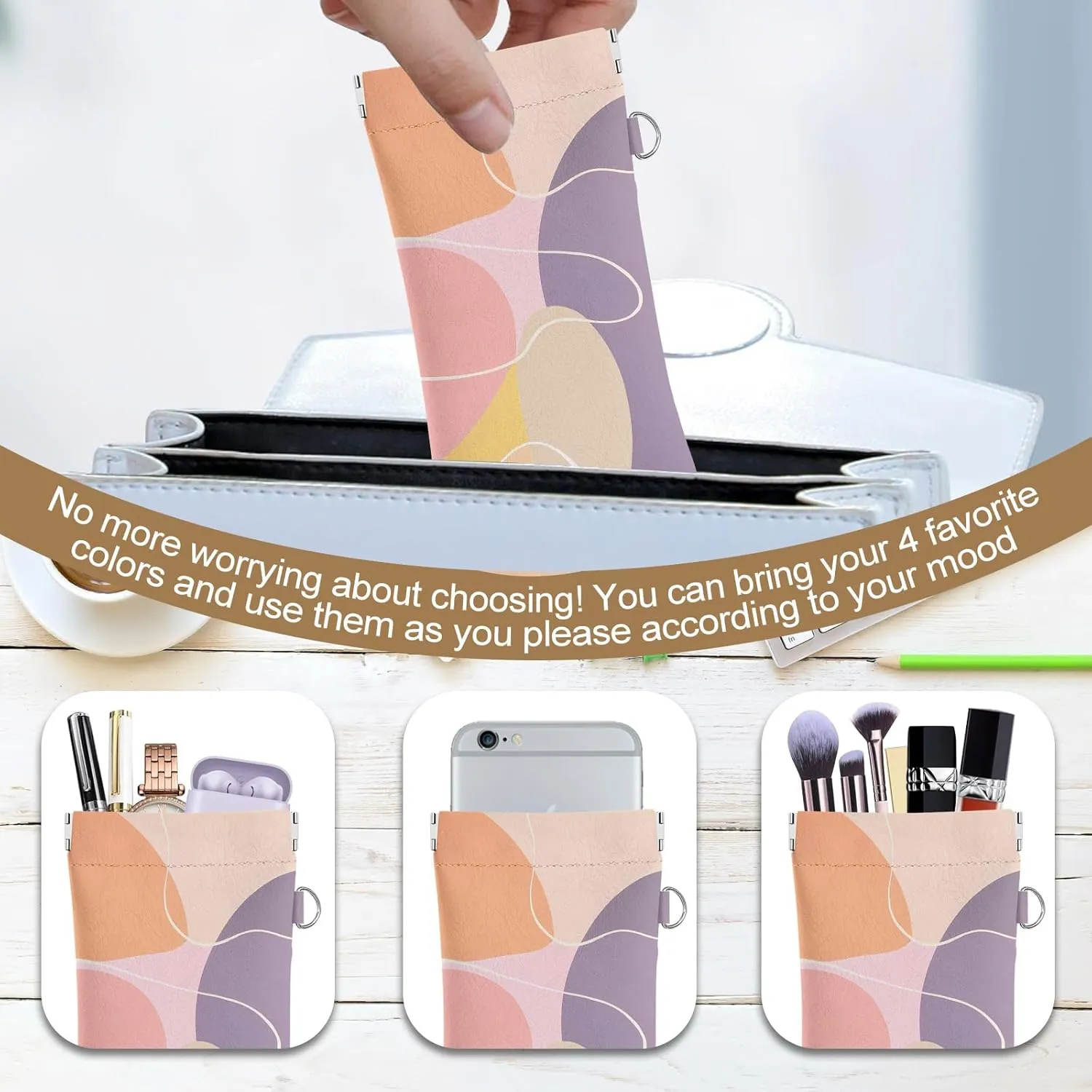 4PCS Eyeglass Sunglass Cases Pouch Soft PU Leather with Cleaning Cloth Cute Glasses Bag Coin Purse for Women Men Gifts