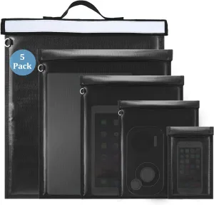 5 Pack Faraday Bags, Extra Large Faraday Bag for Laptops & Tablets & Radio & Car Keys, Waterproof & Fireproof Faraday Cage with Reflective Strip, Anti-Theft Faraday Key Fob Protector