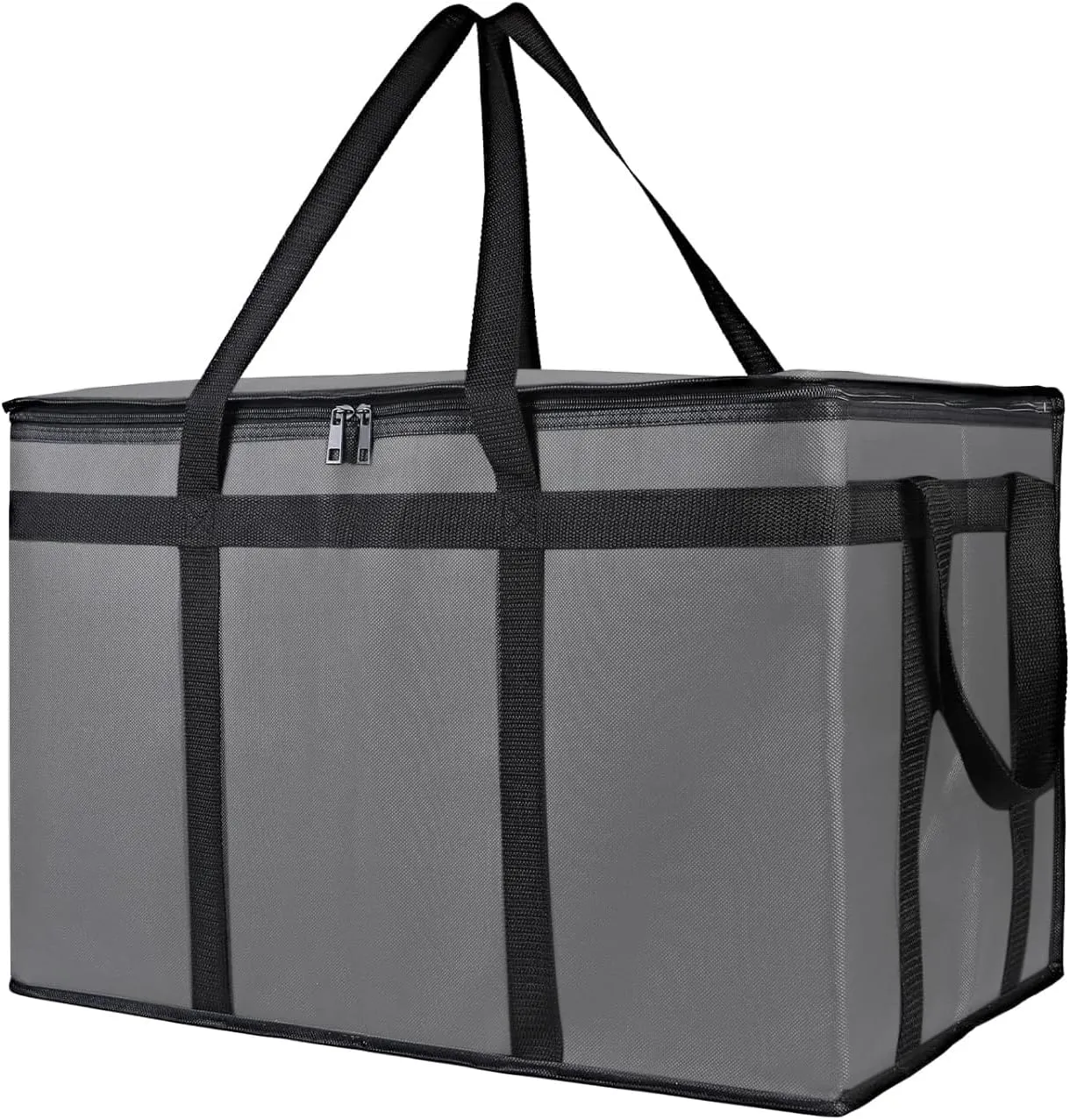 5-Pack Insulated Food Delivery Bag, XXX-Large Meal Grocery Tote Insulation Bag for Hot and cold Food, Commercial, Large Capacity Reusable Warming Bag (Gray 23x15x14 Inch)