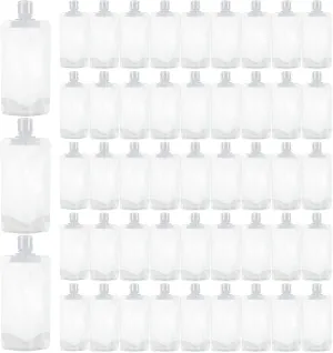 50 PCS Travel Size Empty Squeeze Pouches Refillable 3.38oz Clear Travel Pouches for Toiletries, 100ml Portable Travel Fluid Bags for Liquid Shampoo Lotion Shower Gel, Leak Proof sub Bag for Travel